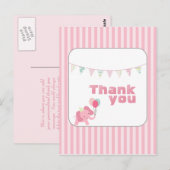 Roze olifant strepen dank u briefkaart (Voorkant / Achterkant)