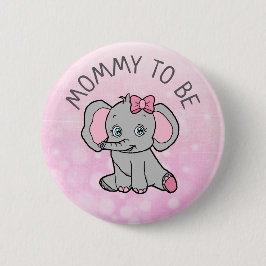 Roze Olifant Theme Mam om Baby shower te zijn Ronde Button 5,7 Cm