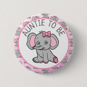 Roze Olifant Theme Tante te Baby shower Ronde Button 5,7 Cm (Voorkant)
