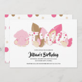 Roze olifant tweede verjaardag uitnodiging (Voorkant / Achterkant)