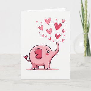 Roze Olifant Valentijnkaart Kaart