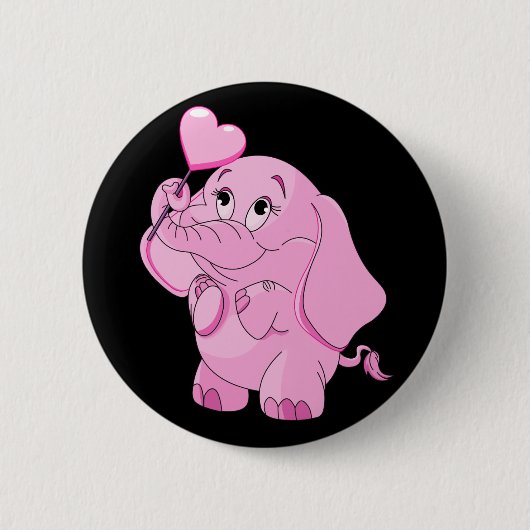 Roze olifant van Cute Valentijns Ronde Button 5,7 Cm (Voorkant)