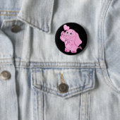 Roze olifant van Cute Valentijns Ronde Button 5,7 Cm (In situ)