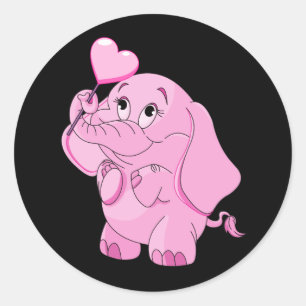 Roze olifant van Cute Valentijns Ronde Sticker