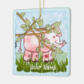 Roze Olifant Verbergen Keramisch Ornament (Links)