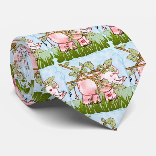 Roze Olifant Verbergt Stropdas (Opgerold)