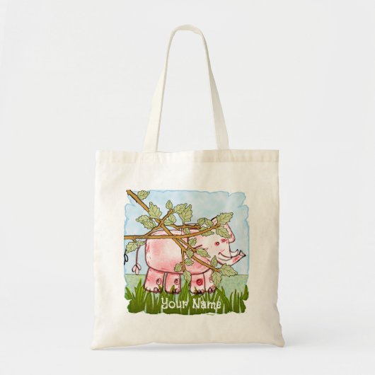 Roze Olifant Verbergt Zich Tote Bag (Voorkant)