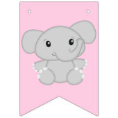 Roze Olifant Verjaardagsfeestje Vlaggetjes (Eerste vlag)