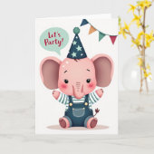 Roze Olifant Verjaardagskaart Kaart (Gele Bloem)