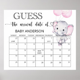 Roze Olifant Verwachte Bevalling Datum Kalender Poster