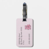 Roze olifant voor meisjes Letter E Bagagelabel (Achterkant verticaal)