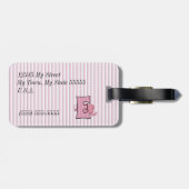 Roze olifant voor meisjes Letter E Bagagelabel (Achterkant horizontaal)