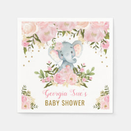  Roze Olifant / Vrouwelijke Waterverf Bloemen Servet