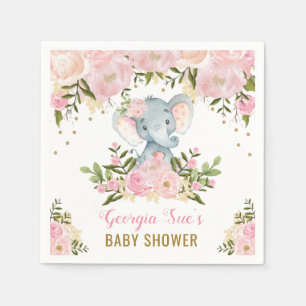 Roze Olifant / Vrouwelijke Waterverf Bloemen Servet