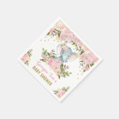  Roze Olifant / Vrouwelijke Waterverf Bloemen Servet (Hoek)