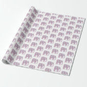 Roze olifant Waterverf Cadeaupapier (Uitgerold)