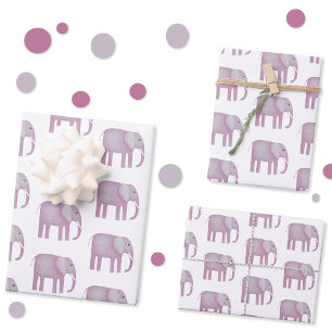 Roze olifant Waterverf Inpakpapier Vel