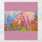 Roze olifant wijn label wijn etiket (Enkel label)