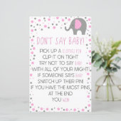 Roze olifant Zeg geen Baby shower spel (Staand voorkant)