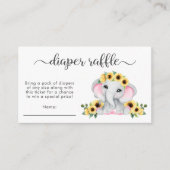 Roze olifant zonnebloemen Luchter Baby shower Informatiekaartje (Voorkant)