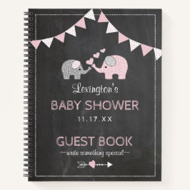 Roze olifanten Baby shower Chalkboard Guestbook | Notitieboek