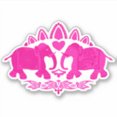 Roze Olifanten Decoratief Dier Sticker (Voorkant)