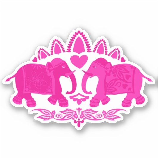 Roze Olifanten Decoratief Dier Sticker (Voorkant)
