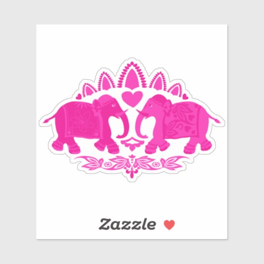 Roze Olifanten Decoratief Dier Sticker (Vel)