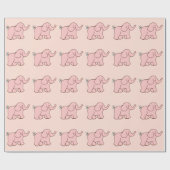 Roze Olifanten Inpakpapier (Vlak)