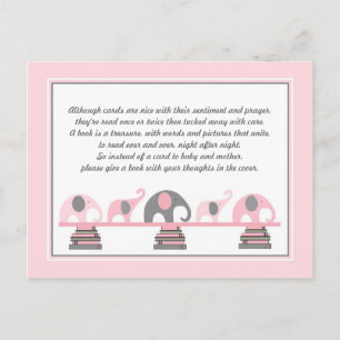 Roze olifanten Invoegen voor Boek Baby shower Uitnodiging Briefkaart