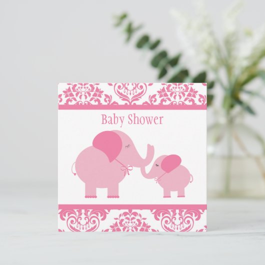Roze olifanten kaart (Staand voorkant)