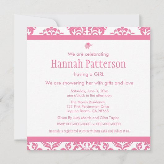 Roze olifanten kaart (Achterkant)