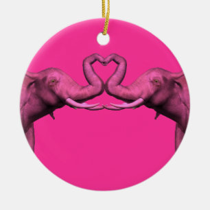 Roze olifanten keramisch ornament