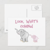 Roze olifanten Kijk wat er komt Briefkaart (Voorkant / Achterkant)