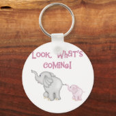 Roze olifanten Kijk wat er komt Sleutelhanger (Voorkant)