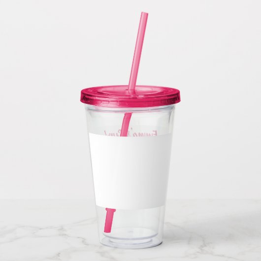 Roze olifanten met Gepersonaliseerd naam Acryl Drinkbeker (Achterkant)