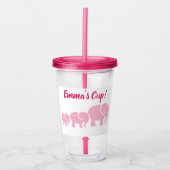 Roze olifanten met Gepersonaliseerd naam Acryl Drinkbeker (Voorkant)