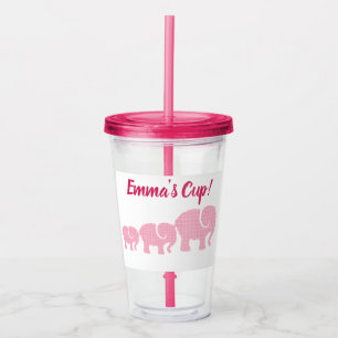 Roze olifanten met Gepersonaliseerd naam Acryl Drinkbeker