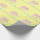 Roze olifanten met hart en strips cadeaupapier (Hoek)