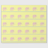 Roze olifanten met hart en strips cadeaupapier (Vlak)