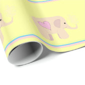 Roze olifanten met hart en strips cadeaupapier (Rol Hoek)