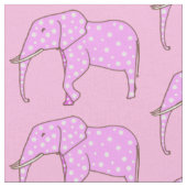 Roze Olifanten met Witte Polka Dots Custom Fabric Stof (Close Up)