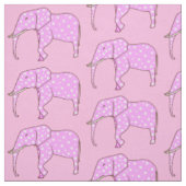 Roze Olifanten met Witte Polka Dots Custom Fabric Stof (Swatch)