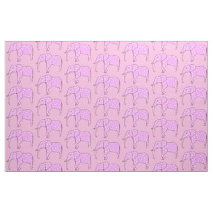 Roze Olifanten met Witte Polka Dots Custom Fabric Stof