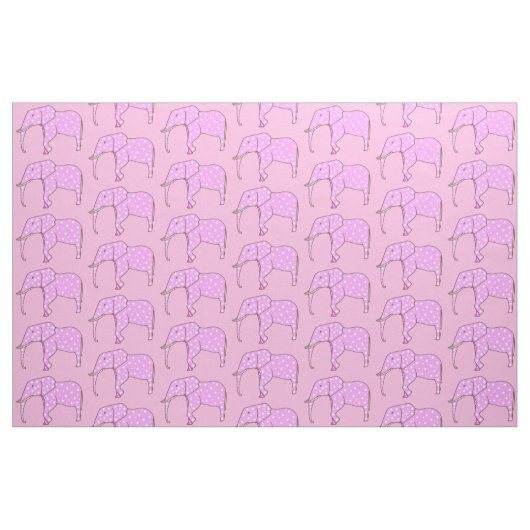 Roze Olifanten met Witte Polka Dots Custom Fabric Stof (Fat Quarter)