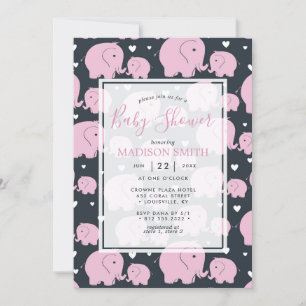 Roze Olifanten Mooie Baby Meisje Shower Kaart