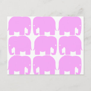 Roze olifanten Silhouette Briefkaart
