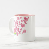 Roze olifanten tweekleurige koffiemok (Voorkant links)