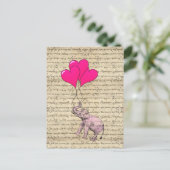 Roze olifantenballonnen briefkaart (Staand voorkant)