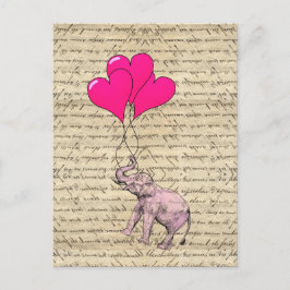 Roze olifantenballonnen briefkaart